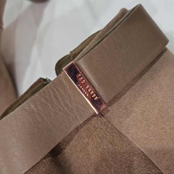 Ted Baker Ankle Booties Mharia Tan Taupe Block Heel Size 38 - Picture 7 of 10